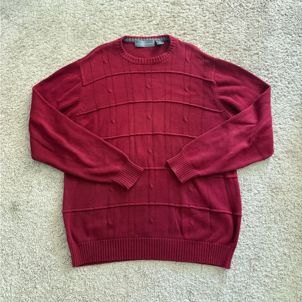 Oscar de la Renta Rich Burgundy Crewneck Sweater